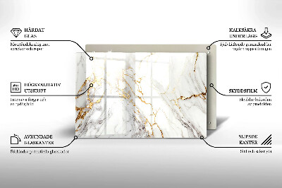 Glasplaat voor grafkaars Licht marmer met goud