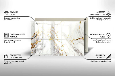 Glasplaat voor grafkaars Licht marmer met goud