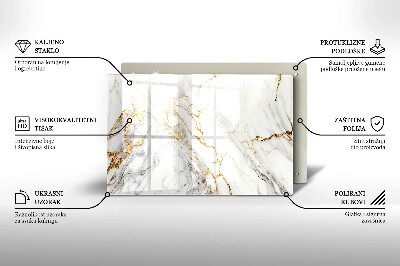 Glasplaat voor grafkaars Licht marmer met goud