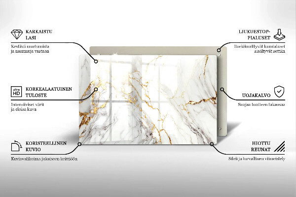 Glasplaat voor grafkaars Licht marmer met goud