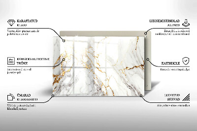 Glasplaat voor grafkaars Licht marmer met goud