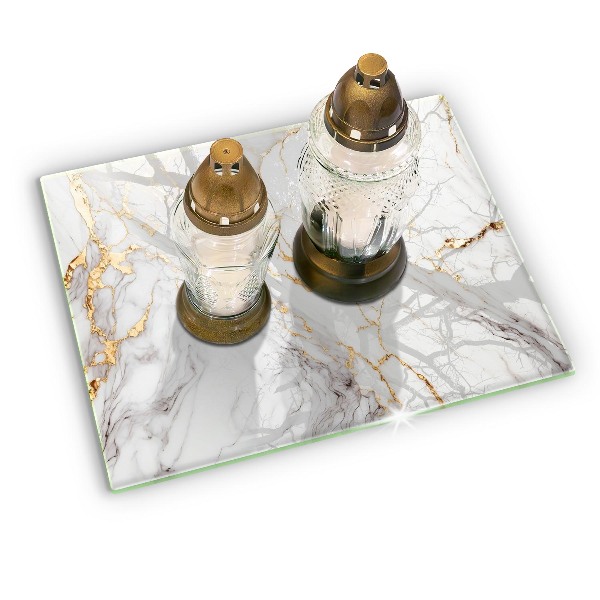 Glasplaat voor grafkaars Licht marmer met goud