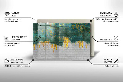 Glasplaat voor grafkaars Abstractie met goud