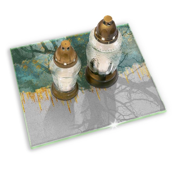 Glasplaat voor grafkaars Abstractie met goud