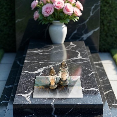 Glasplaat voor grafkaars Abstractie met goud