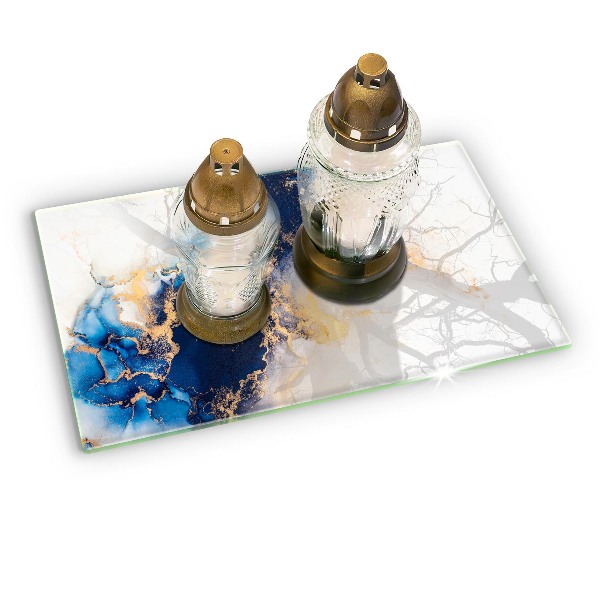Glasplaat voor grafkaars Abstractie met blauw