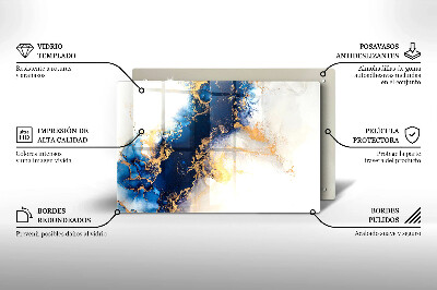 Glasplaat voor grafkaars Abstractie met blauw