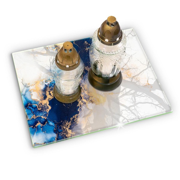 Glasplaat voor grafkaars Abstractie met blauw