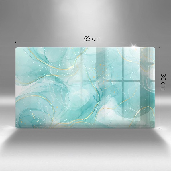 Glasplaat voor grafkaars Blauw en goud abstractie