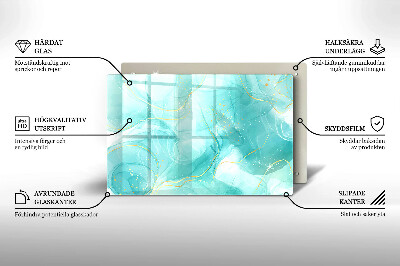 Glasplaat voor grafkaars Blauw en goud abstractie