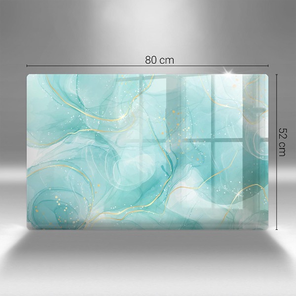 Glasplaat voor grafkaars Blauw en goud abstractie