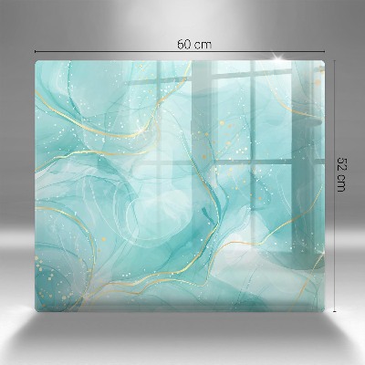 Glasplaat voor grafkaars Blauw en goud abstractie