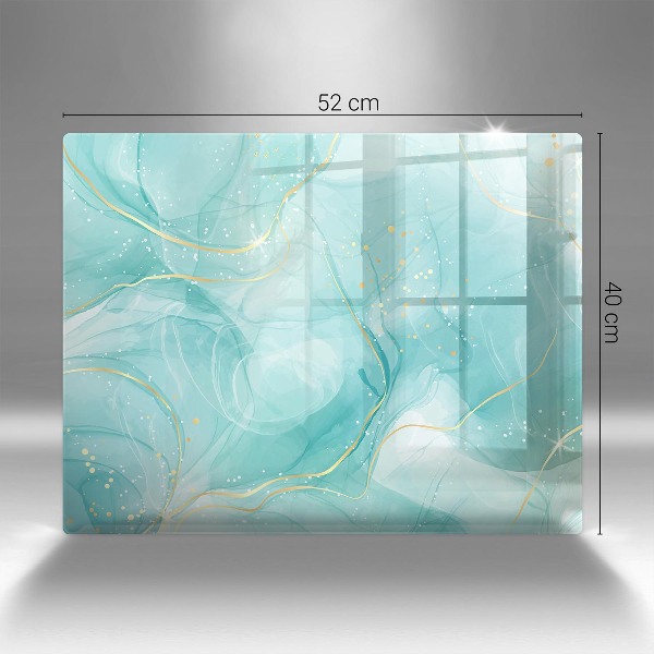 Glasplaat voor grafkaars Blauw en goud abstractie