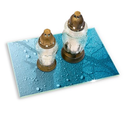 Glasplaat voor grafkaars waterdruppels