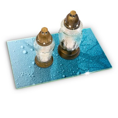 Glasplaat voor grafkaars waterdruppels