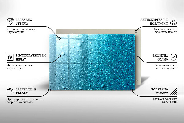 Glasplaat voor grafkaars waterdruppels