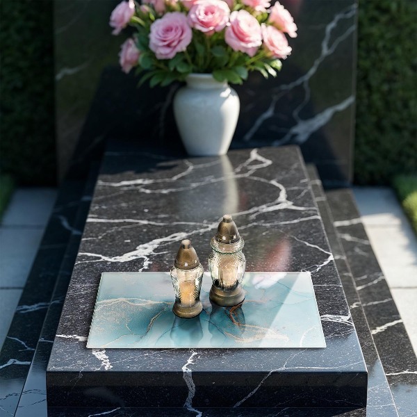 Glasplaat voor grafkaars Abstracte steen