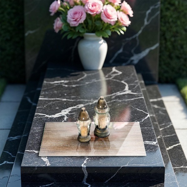 Glasplaat voor grafkaars Houten planken