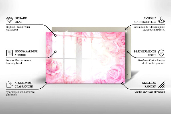 Grafkaars onderzetter Verfijnde rozen op de achtergrond