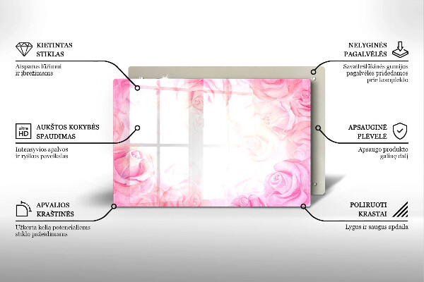 Grafkaars onderzetter Verfijnde rozen op de achtergrond
