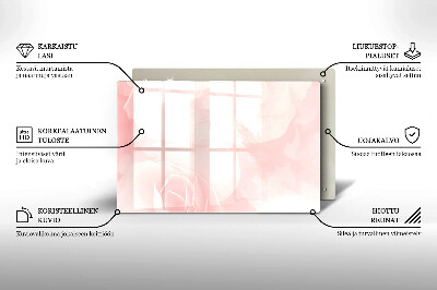 Glasplaat voor grafkaars Achtergrond met pastelkleurige rozen