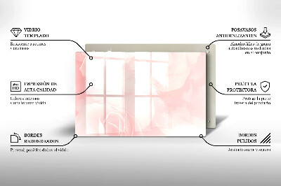 Glasplaat voor grafkaars Achtergrond met pastelkleurige rozen