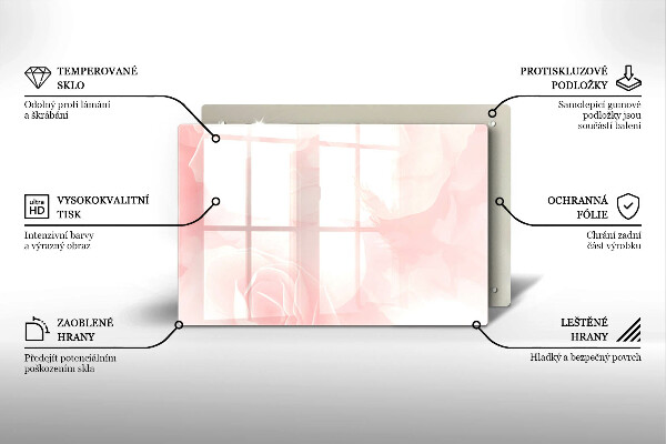Glasplaat voor grafkaars Achtergrond met pastelkleurige rozen