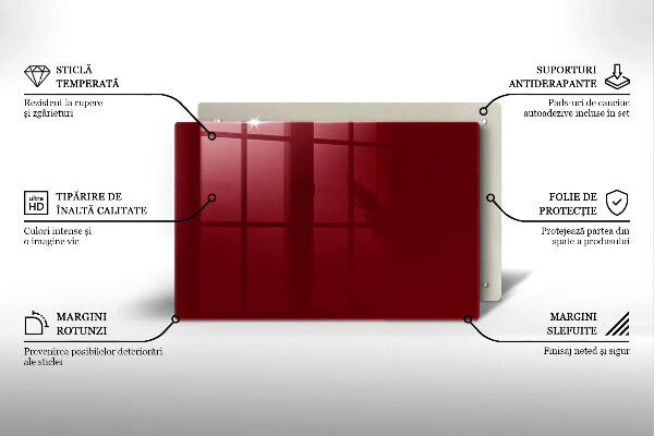 Glasplaat voor grafkaars Bordeauxrode kleur