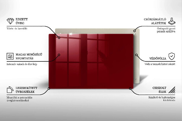 Glasplaat voor grafkaars Bordeauxrode kleur