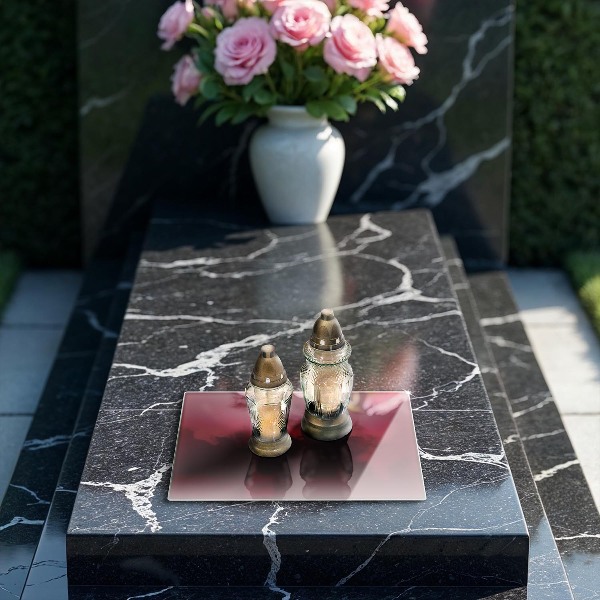 Glasplaat voor grafkaars Bordeauxrode kleur