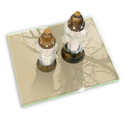 Glasplaat voor grafkaars Beige kleur