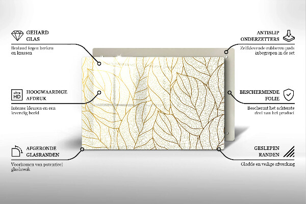 Grafkaars onderzetter Lijntekening bladpatroon