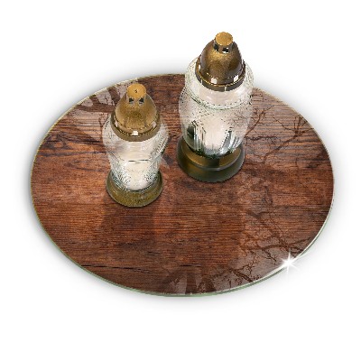 Glasplaat voor grafkaars Donkere houten plank