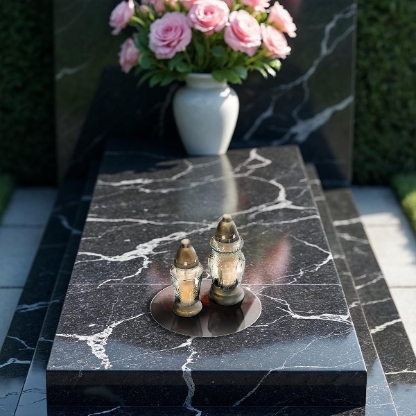 Glasplaat voor grafkaars Donkere houten plank