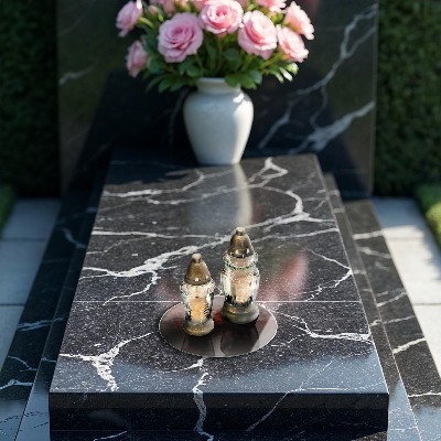 Glasplaat voor grafkaars Donkere houten plank