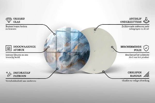 Glasplaat voor grafkaars Marmertextuur