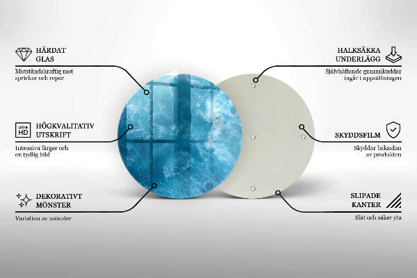 Glasplaat voor grafkaars Blauw water