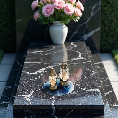 Glasplaat voor grafkaars Blauw water