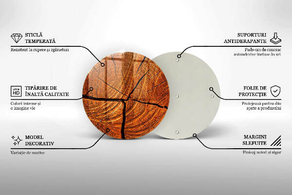 Glasplaat voor grafkaars Houten stamstructuur