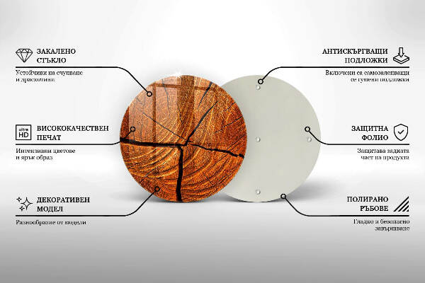 Glasplaat voor grafkaars Houten stamstructuur