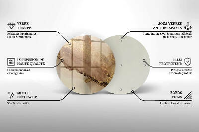 Glasplaat voor grafkaars Abstract goud