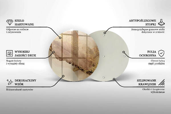 Glasplaat voor grafkaars Abstract goud