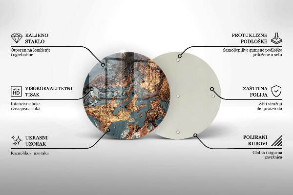 Glasplaat voor grafkaars Gouden rotsstructuur