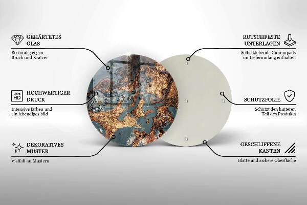 Glasplaat voor grafkaars Gouden rotsstructuur