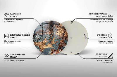 Glasplaat voor grafkaars Gouden rotsstructuur
