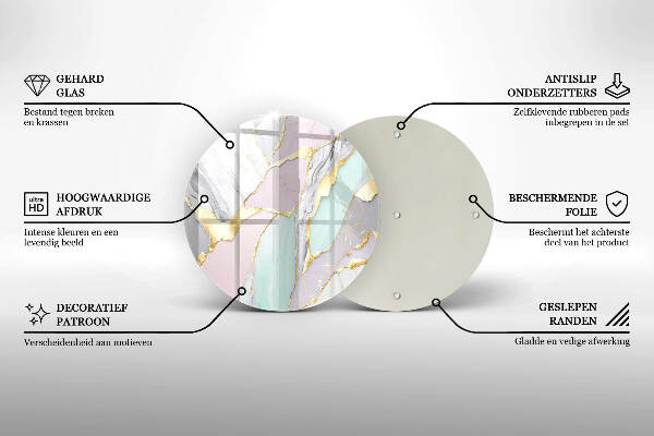 Glasplaat voor grafkaars Pastel marmer