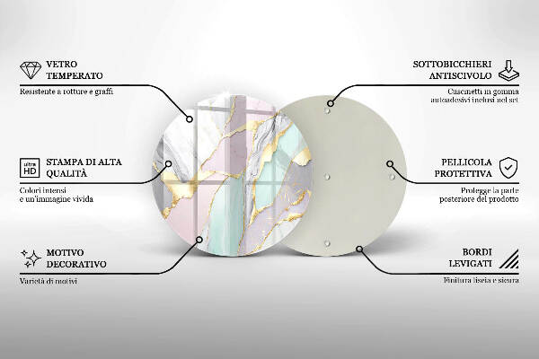 Glasplaat voor grafkaars Pastel marmer