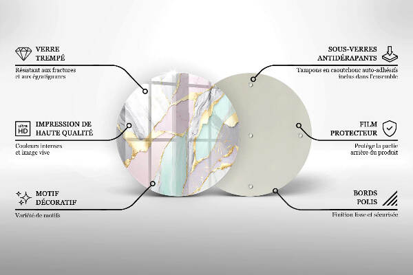 Glasplaat voor grafkaars Pastel marmer