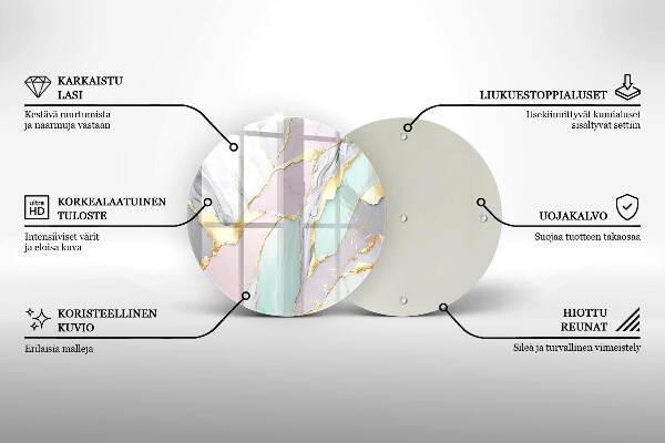 Glasplaat voor grafkaars Pastel marmer