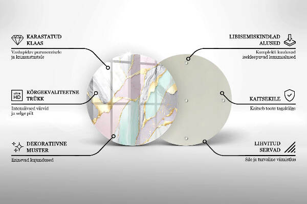 Glasplaat voor grafkaars Pastel marmer
